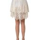 White Floral Embroidered A-line Mini Skirt