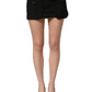 Black Cotton Mid Waist A-line Mini Skirt