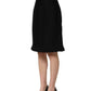 Black High Waist Pencil Cut Knee Length Skirt