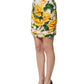 White Rose Print HighWaist Sheath Mini Skirt