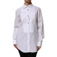 White Cotton Tuxedo Bib Long Sleeve Dress Shirt