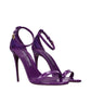 Purple Leather Stiletto Heel Sandals