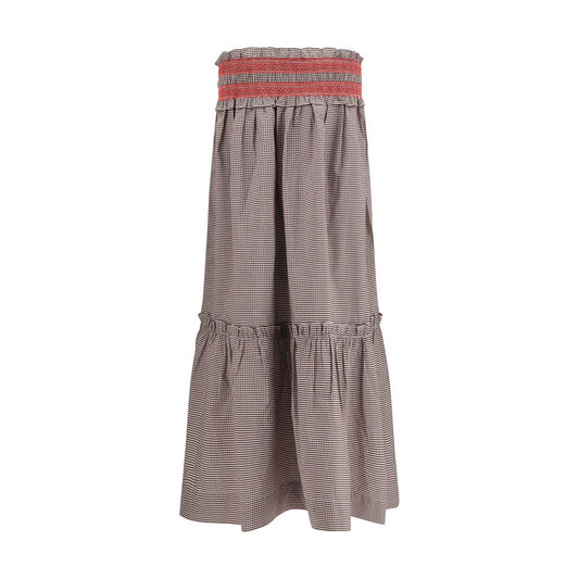 Brown Cotton Midi Skirt