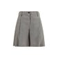 Bicolor Linen Bermuda Shorts