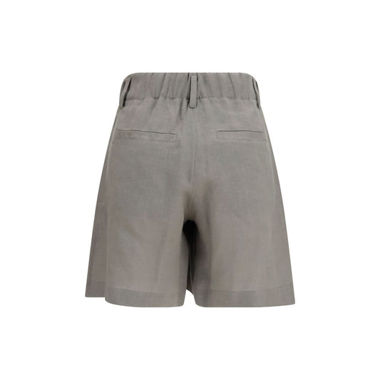 Bicolor Linen Bermuda Shorts