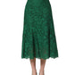 Green Lace High Waist Mermaid Midi Skirt