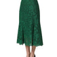 Green Lace High Waist Mermaid Midi Skirt