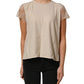 Beige Cotton Lace Detailing Round Neck Top