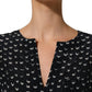 Black SIlk Long Sleeves Deep V-neck Blouse Top