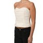 Off White Strapless Sweetheart Neck Top