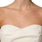 Off White Strapless Sweetheart Neck Top