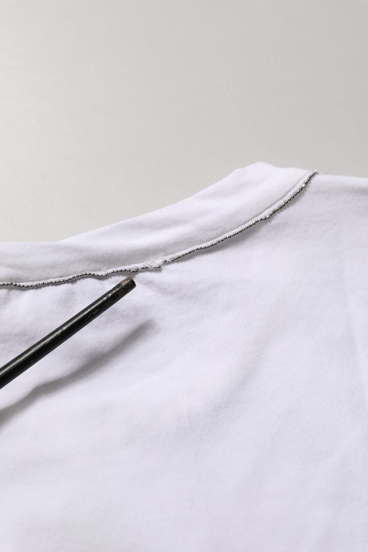 White SleeveLess Crew Neck Tank Blouse Top