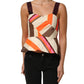 Multicolor Striped Cotton Sleeveless Draped Peplum Top