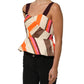Multicolor Striped Cotton Sleeveless Draped Peplum Top