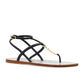 Black Leather Flat Sandals