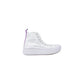 White Fabric Platform Sneakers
