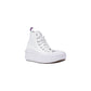 White Fabric Platform Sneakers