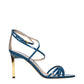 Blue Leather Stiletto Heel Sandals