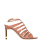 Pink Leather Stiletto Heel Sandals