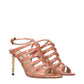 Pink Leather Stiletto Heel Sandals