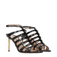 Black Leather Stiletto Heel Sandals