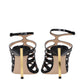 Black Leather Stiletto Heel Sandals