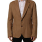 Brown Single Breasted 2 Button Suit Jacket