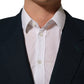Blue Wool Logo Single Breasted Coat Jacket