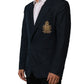 Blue Wool Logo Single Breasted Coat Jacket