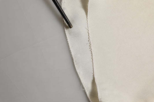 Off White Silk Straight Wide Leg Trouser Pants