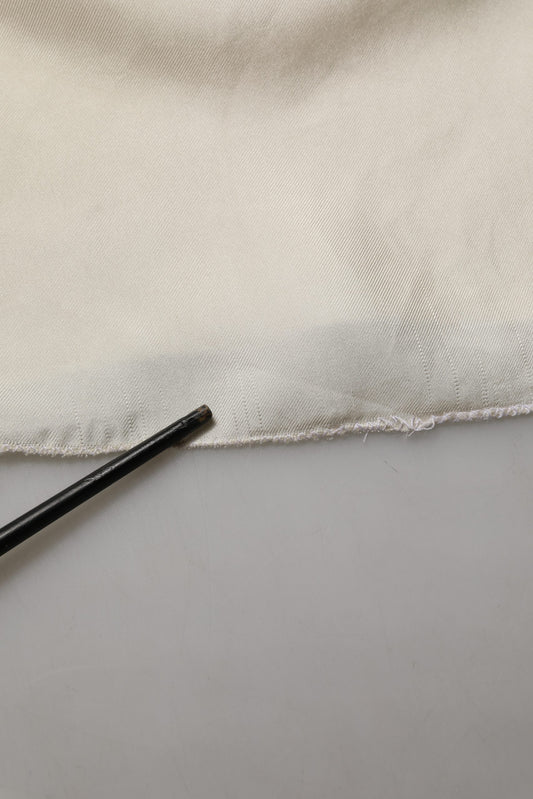 Off White Silk Straight Wide Leg Trouser Pants