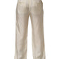 Off White Silk Straight Wide Leg Trouser Pants