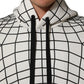White Black WarpGrid Pattern Hoodie Sweater