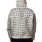 White Black WarpGrid Pattern Hoodie Sweater