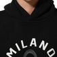 Black Cotton Milano1984 Print Hoodie Sweater