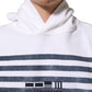 White Blue Stripe Hooded Sweatshirt Sweater
