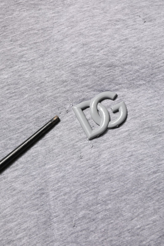 Gray Cotton Logo Hooded Sweatshirt Sweater