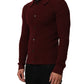 Burgundy Wool Button Down Cardigan Sweater