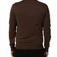 Brown Flax Buttoned V-neck Pullover Sweater