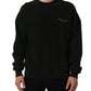 Black Cotton Crew Neck Men Sweatshirt Sweater