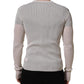 White Silk Crew Neck Men Pullover Sweater