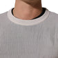 White Silk Crew Neck Men Pullover Sweater