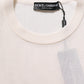 White Silk Crew Neck Men Pullover Sweater