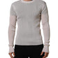 White Silk Crew Neck Men Pullover Sweater