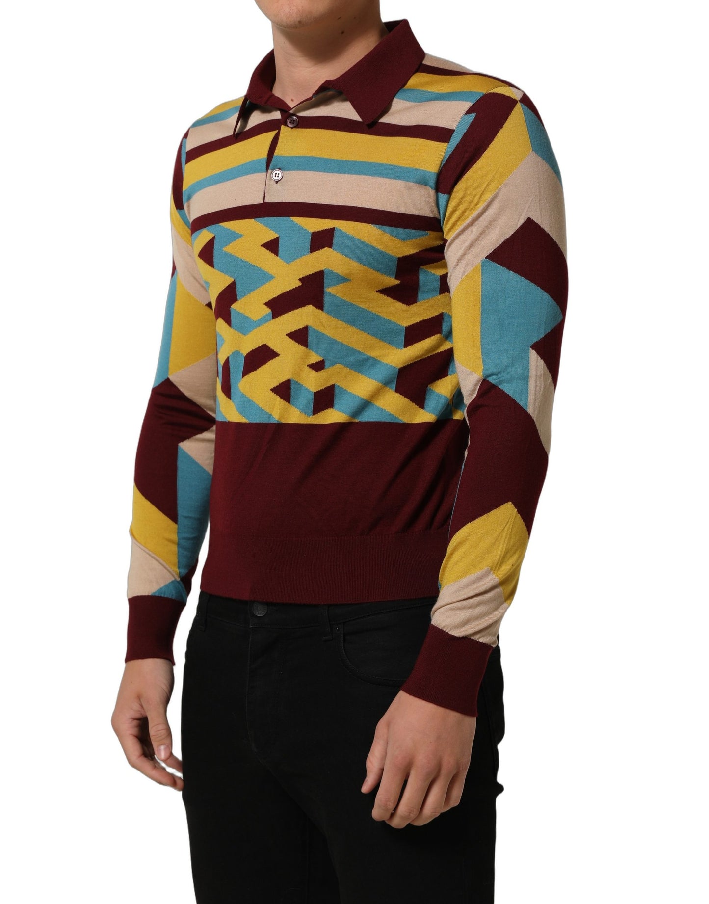 Multicolor Knitted Cashmere Pullover Sweater