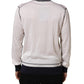 White Silk Collared Henley Pullover Sweater