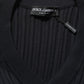 Black Silk Blend V-neck Pullover Men Sweater