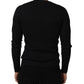 Black Silk Blend V-neck Pullover Men Sweater