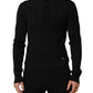 Black Silk Blend Henley Pullover Men Sweater