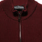 Burgundy Wool Half Zip Men Pullover Sweater